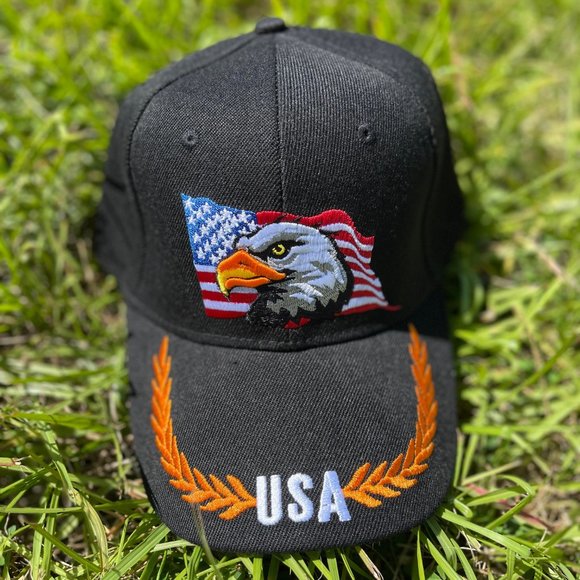 Adjustable Sports Eagle USA Flag Hat- Eagle Snap Back Trucker Baseball Cap - Picture 4 of 5